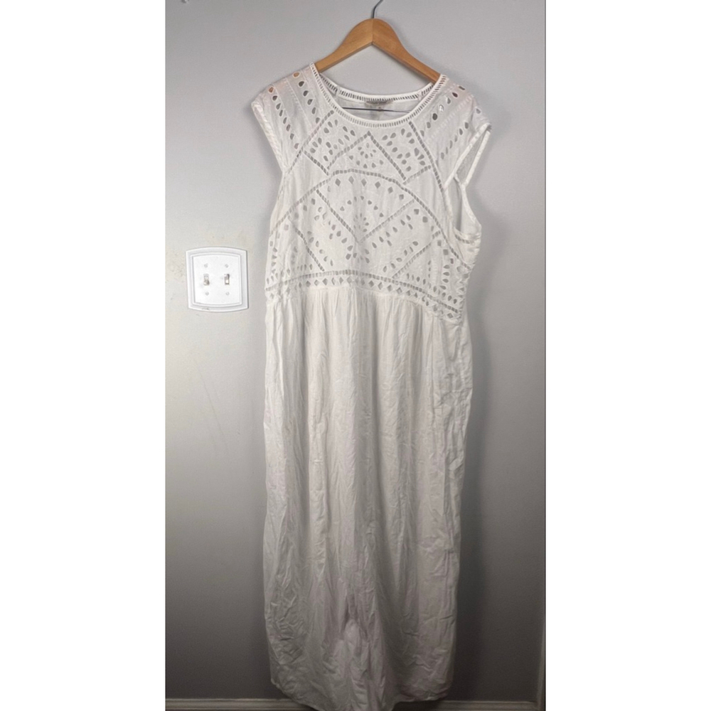 Women's Lucky Brand Eyelet Maxi Dress White Size XL - Picture 2 of 7